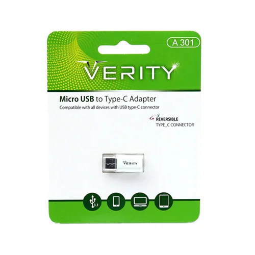 تبدیل OTG اندروید (MICRO-USB) به تایپ سی (TYPE-C) وریتی Verity مدل A 301